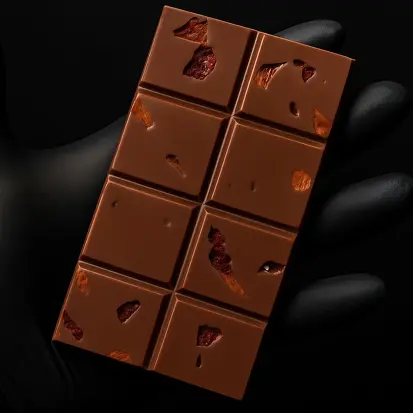 Chocolate meio amargo com damasco e amêndoas