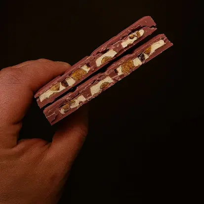 Chocolate ruby recheado com torrone de frutas vermelhas
